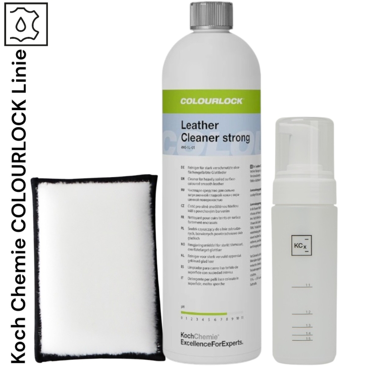 COLOURLOCK Leather Cleaner STRONG 1L + Foamer & Scrubber