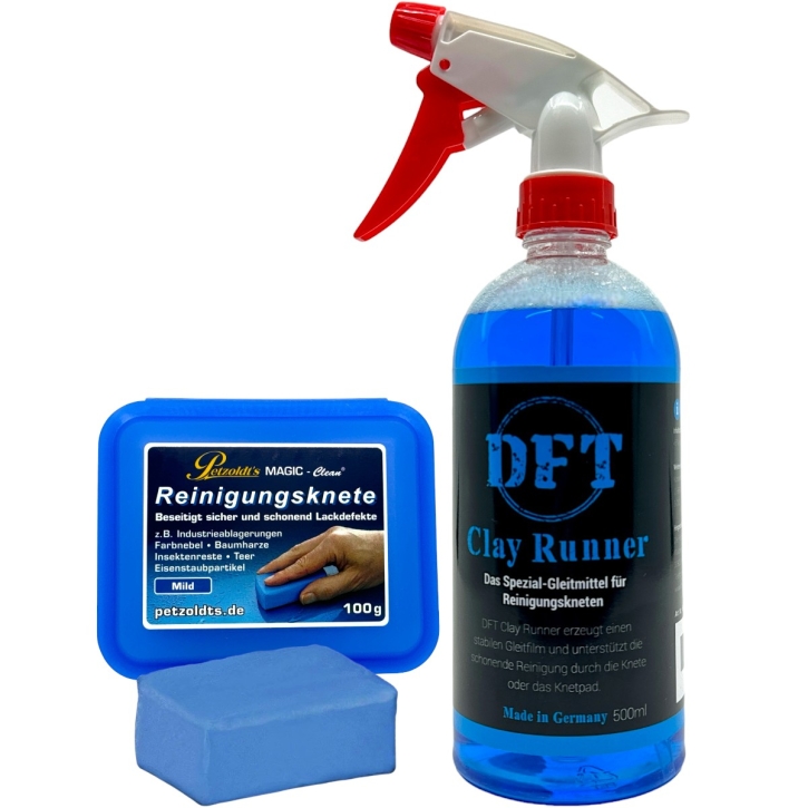 DFT Clay Runner Gleitmittel für Reinigungskneten + Magic Clean blau 100 g