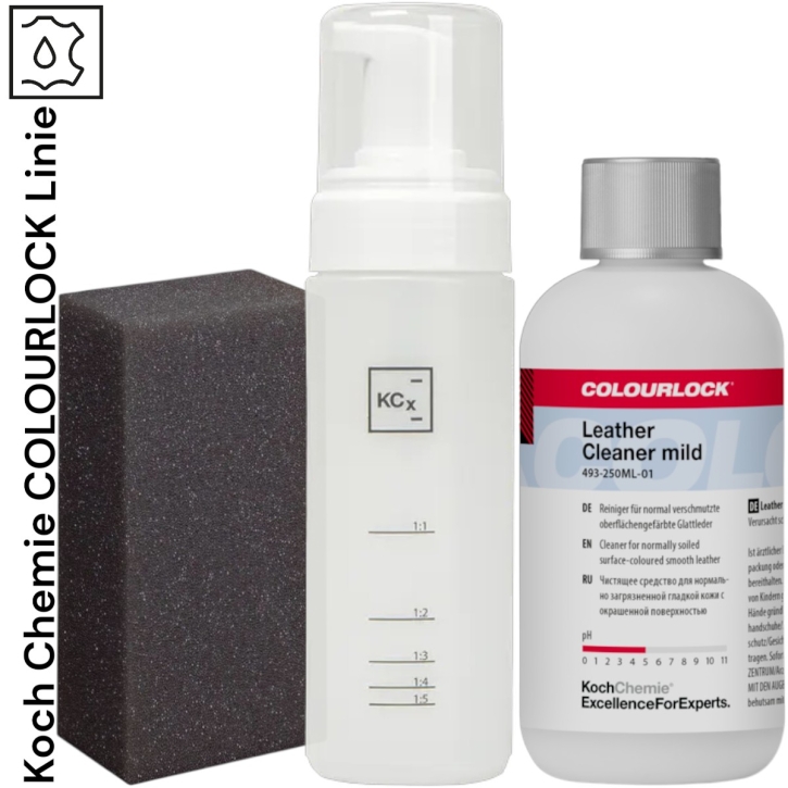 Colourlock Leather Cleaner Mild 250 ml+ Flasche & Schwamm