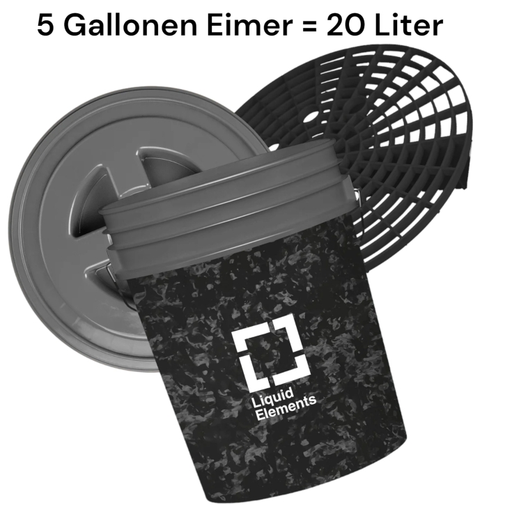 Liquid Elements Wascheimer System 20 Liter mit Schmutzsieb & Deckel "Forged Carbon"