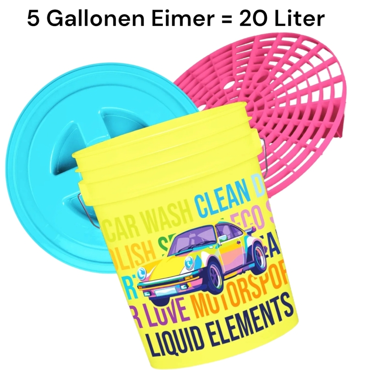 Liquid Elements Wascheimer System 20 Liter mit Schmutzsieb & Deckel "POP ART"