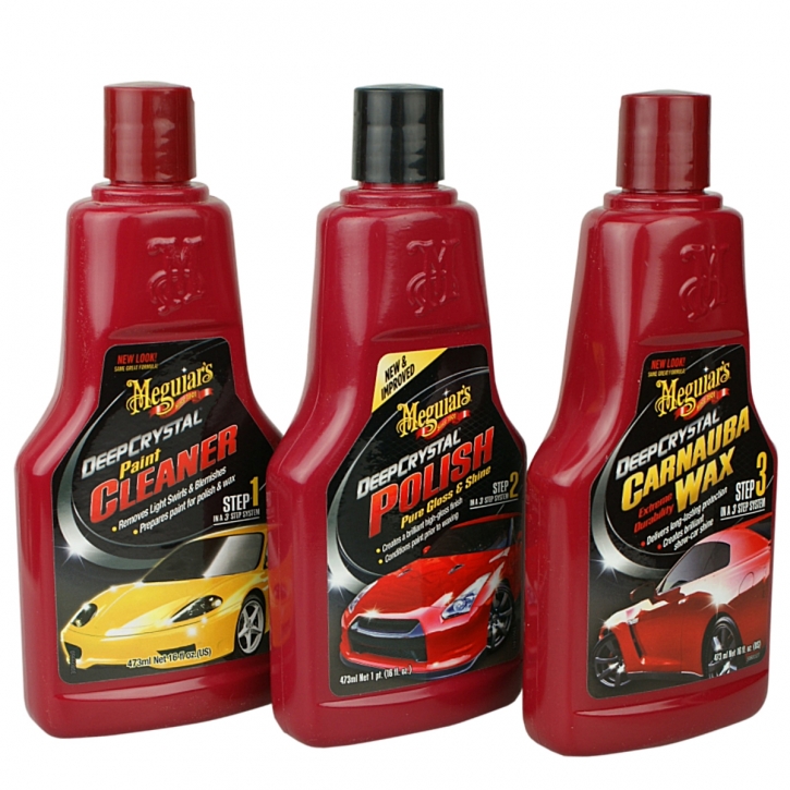 Meguiar`s Deep Crystal Set Step 1-3 Cleaner,Polish,Carnauba-Wachs