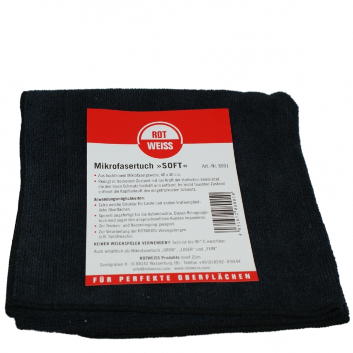 ROTWEISS Microfasertuch Soft -schwarz 40 x 40 cm,