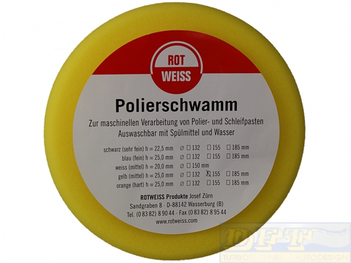 ROTWEISS Polierschwamm gelb-mittelfein155 mm,