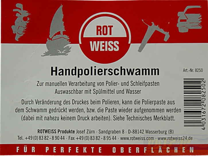 ROTWEISS Handpolierschwamm weiß- Polierschwamm ideal für Schleifpasten,