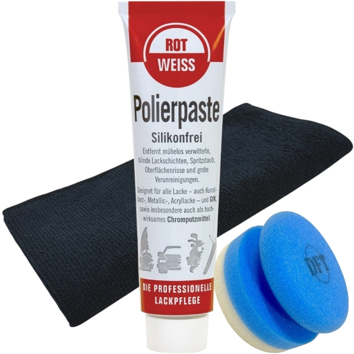 ROTWEISS Polierpaste Lackpolitur 100 ml inkl Puck & Microfasertuch