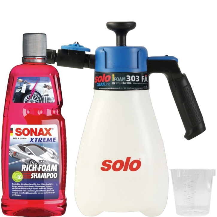 SOLO Schaumsprüher 303 FA 1,25L + SONAX XTREME Rich Foam 1L & Messbecher