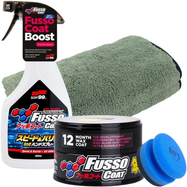 Soft99 DFT Exklusive Fusso Set Fusso Dark + Speed Barrier +Tücher & Puck im Karton