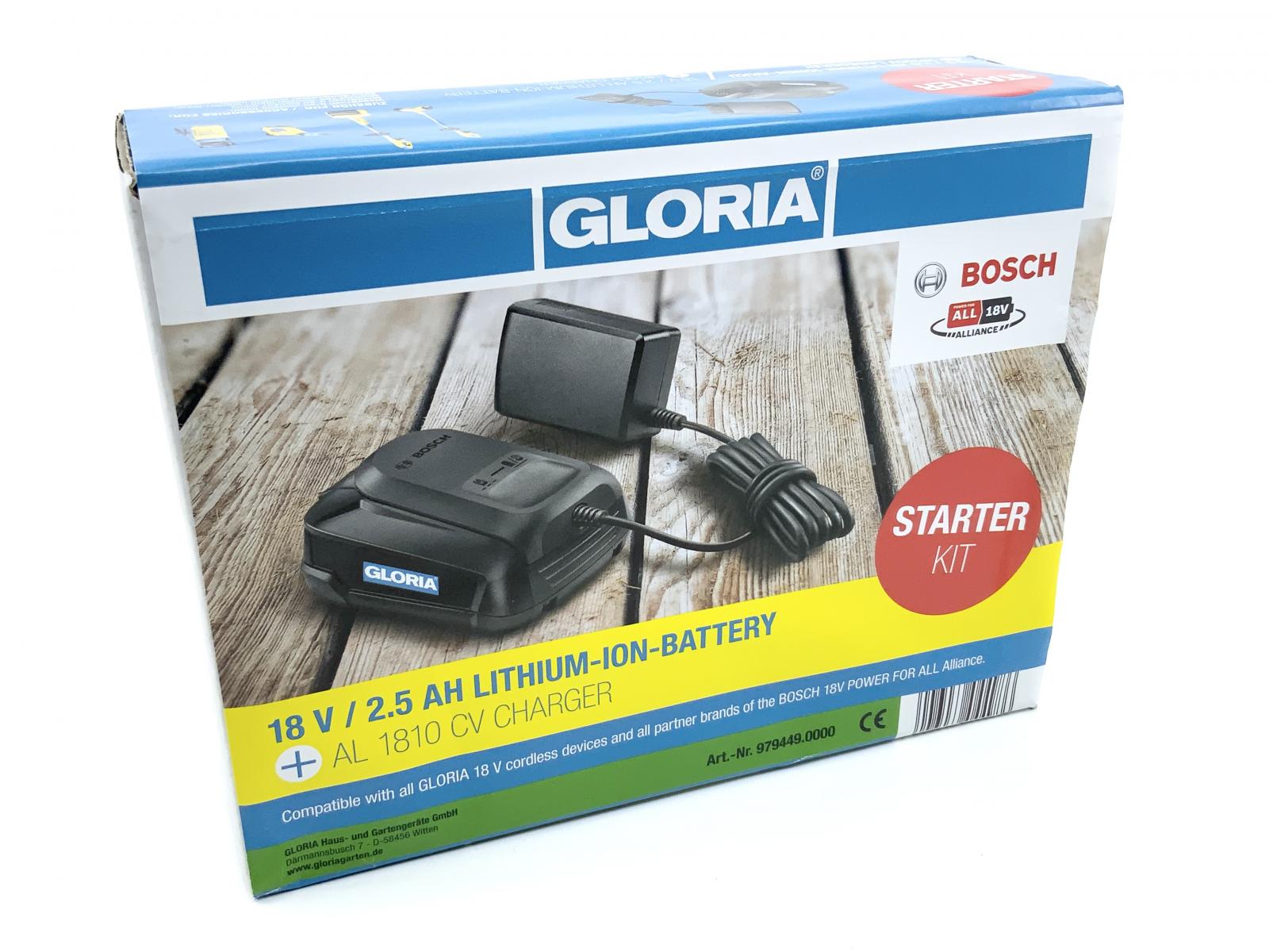 Gloria BOSCH Akku 18V Starter-Kit mit 2,5 AH Akku und Ladegerät-10001584