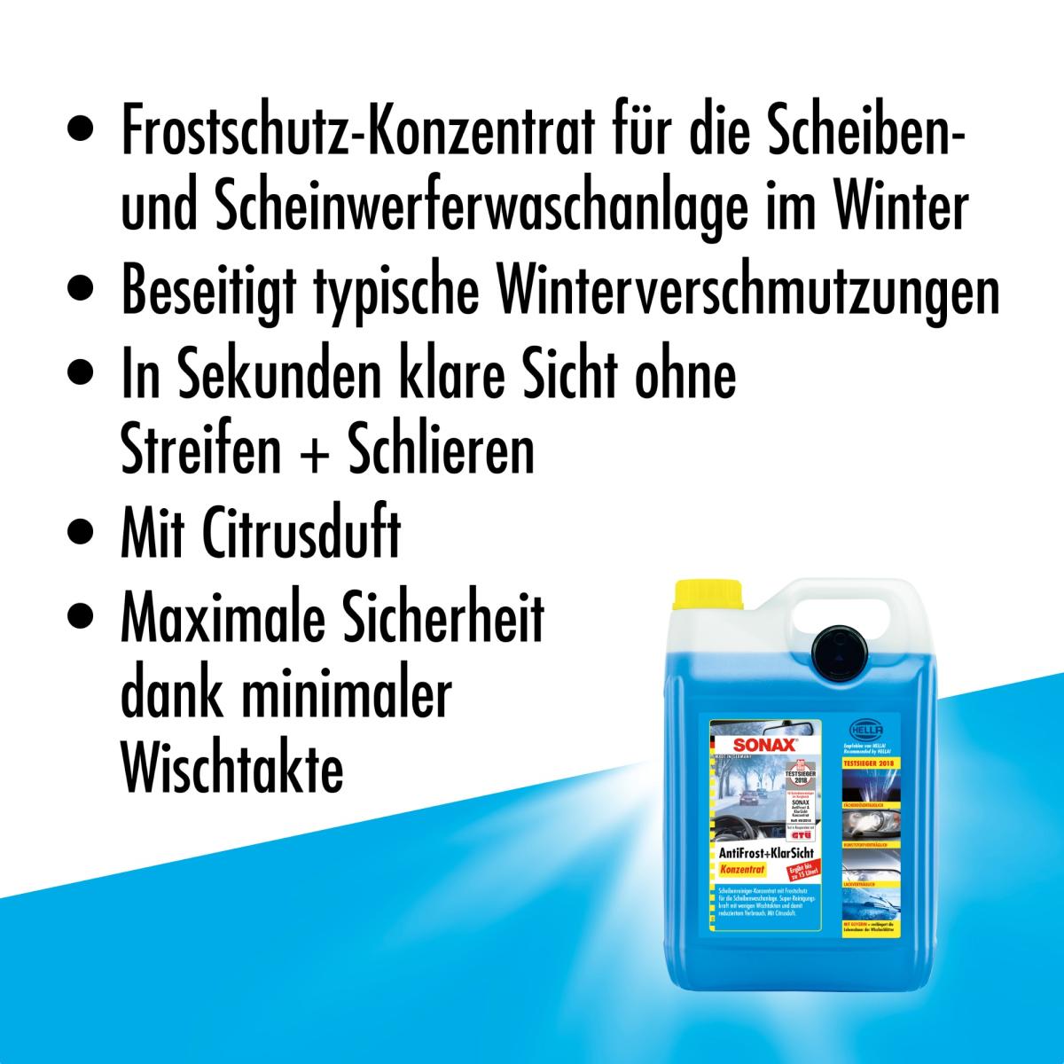 SONAX AntiFrost + Klarsicht Scheibenfrostschutz Konzentrat 5 Liter