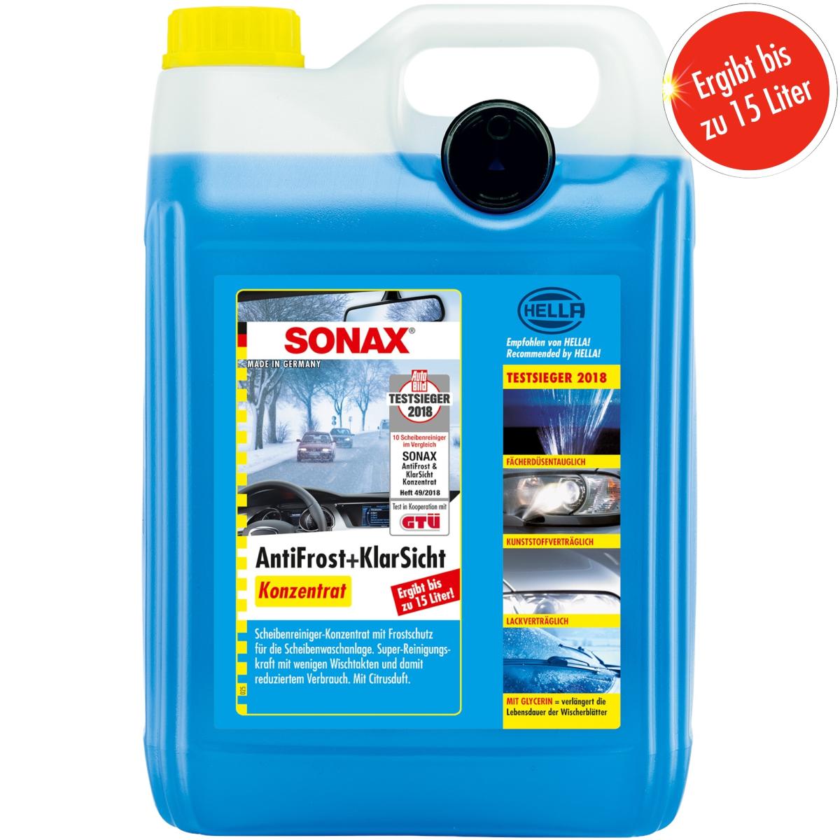 Preisjubel 3 x SONAX AntiFrost&KlarSicht Konzentrat 5 l, Frostschutz,  Enteiser, Reiniger